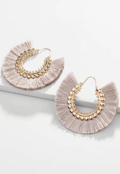 Loretta Tassel Fringe Earrings - Cherry Blossom - Antonia Y. Jewelry