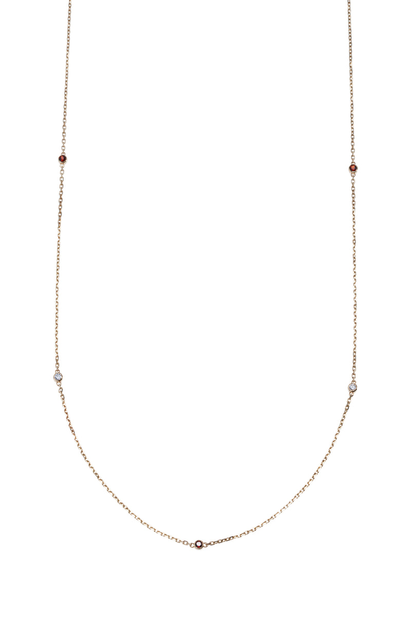 14K Gold Gemstone Station Necklace