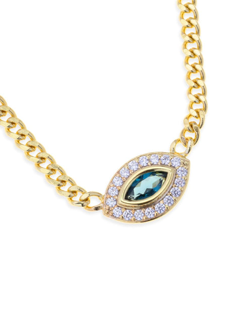 Isha Evil Eye Necklace - London Blue Topaz