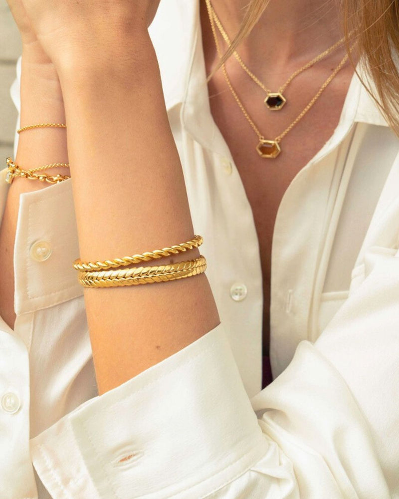 Gold Cuff Braided Bangle