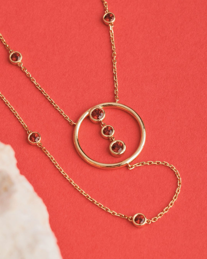 Halo Lariat Necklace in 14K Gold