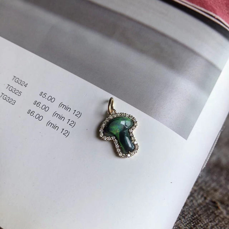 14K Mushroom Charm Pendant