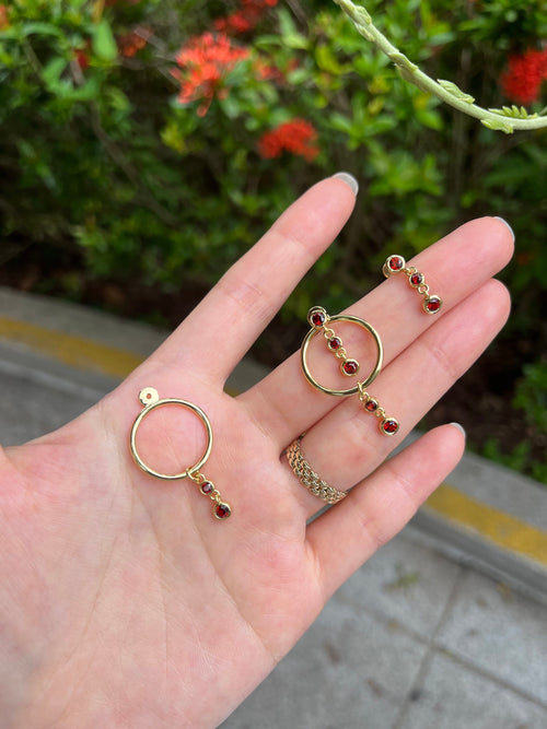 Two-Way Gemstone Hoop Earrings