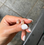 14K Peach Moonstone Stud Earrings