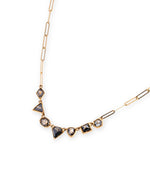 Livia Salt & Pepper Diamond Paperclip Necklace in 14K Gold