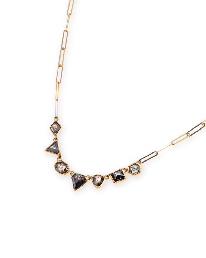 Livia Salt & Pepper Diamond Paperclip Necklace in 14K Gold