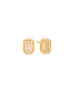 Rectangle Moissanite Earring Studs in 14K Gold
