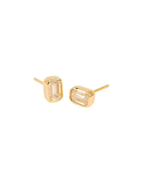 Rectangle Moissanite Earring Studs in 14K Gold
