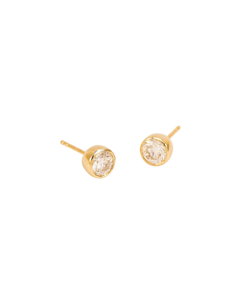 Round Moissanite Earring Studs in 14K Gold