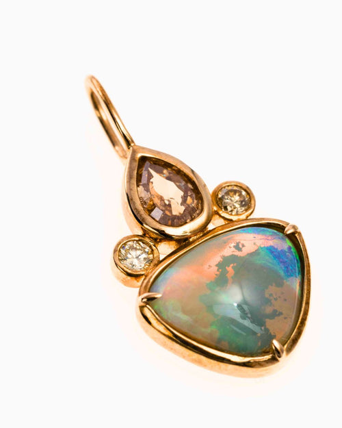 Skye Australian Opal Diamond Charm in 9K Gold - Antonia Y. Jewelry