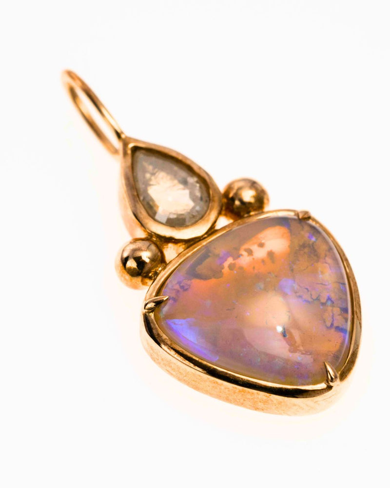 Skye Australian Opal Diamond Charm in 9K Gold - Antonia Y. Jewelry