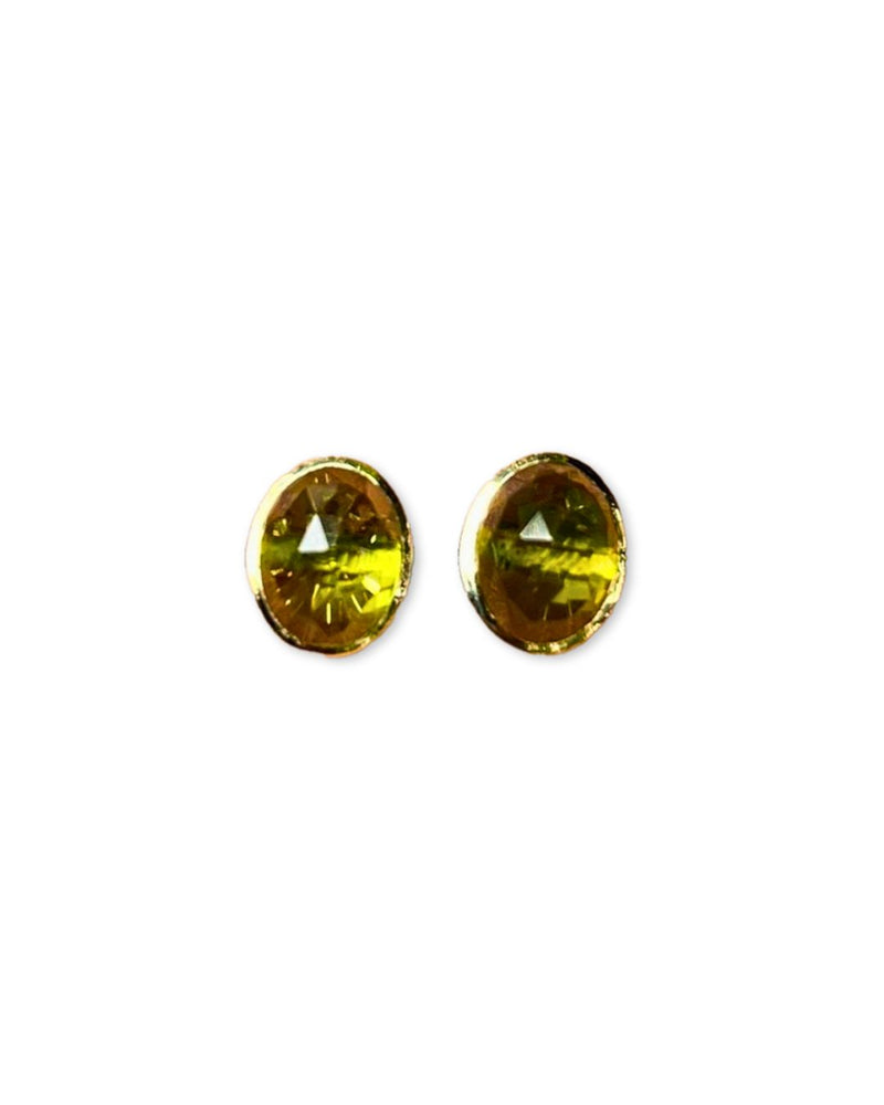 Gemma Peridot Studs in 14K Gold