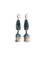 Blue Tide Seam Onyx Tassel Earrings