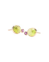 Peridot & Pink Sapphire Studs in 14K Gold