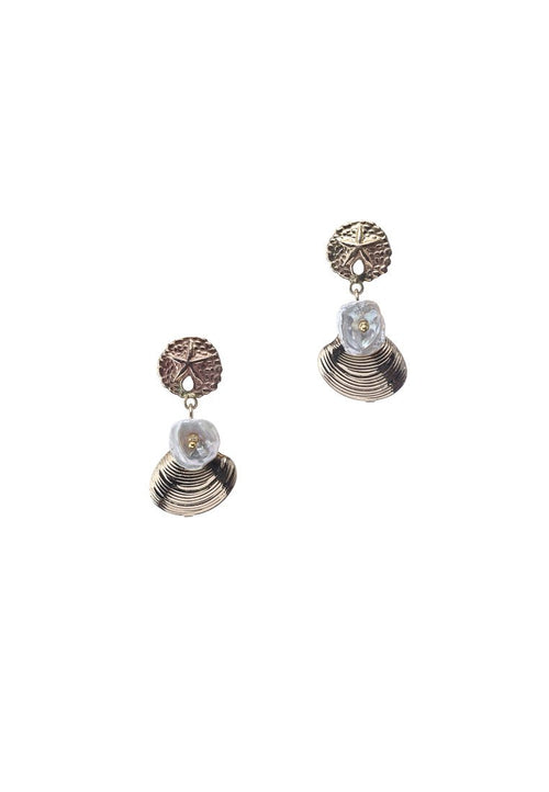 Olivia Shells & Fresh Water Pearls Earrings - Antonia Y. Jewelry