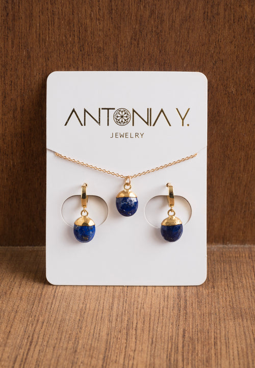 Lapis Lazuli Necklace & Earrings Gift Set - Antonia Y. Jewelry