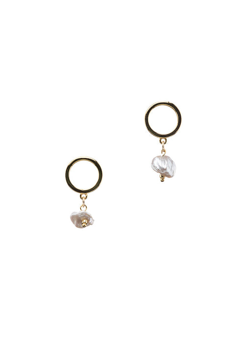 Pearly Gold Stud Earrings - Antonia Y. Jewelry