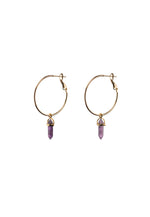 Amethyst Large Gold Filled Hoops - Antonia Y. Jewelry