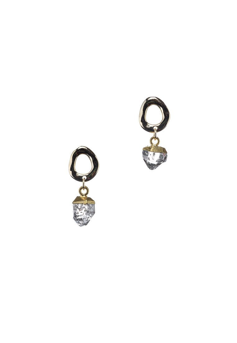 Raw Herkimer Diamond Gold Studs - Antonia Y. Jewelry