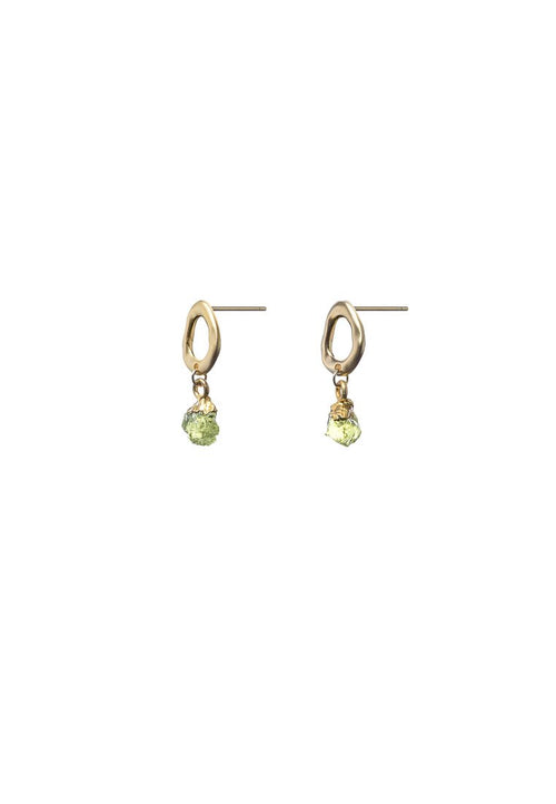 Raw Green Peridot Gold Studs - Antonia Y. Jewelry