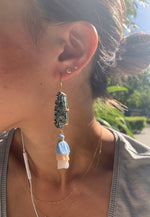 Blue Tide Seam Onyx Tassel Earrings - Antonia Y. Jewelry