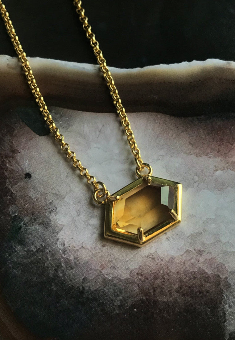 Citrine Hexagon Choker Necklace - Antonia Y. Jewelry