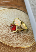 Gold Garnet & Opal Ring - Antonia Y. Jewelry