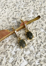 Elevated Labradorite Gold Hoops - Antonia Y. Jewelry