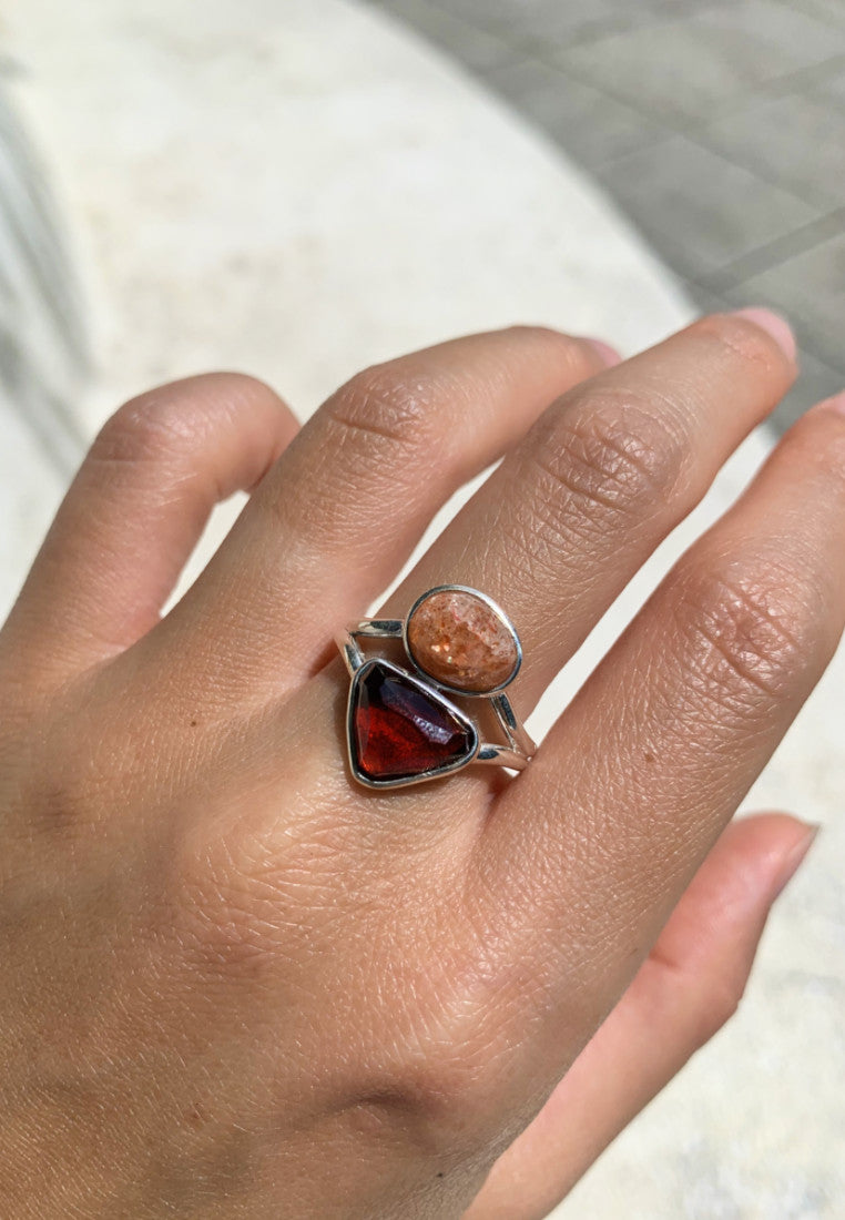 1ct Hexagon Cut Natural Garnet Ring Red Gemstone Jewelry Nature Inspir –  FGEM RING