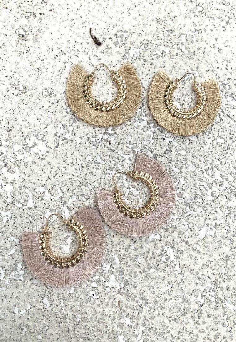 Loretta Tassel Fringe Earrings - Cherry Blossom - Antonia Y. Jewelry