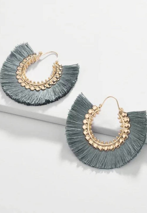 Loretta Tassel Fringe Earrings - Teal - Antonia Y. Jewelry