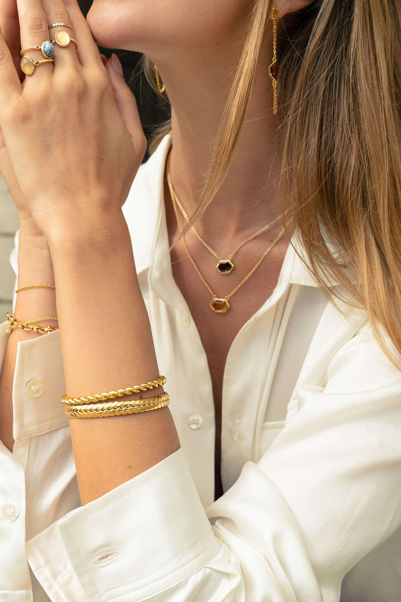 Gold Cuff Braided Bangle - Antonia Y. Jewelry