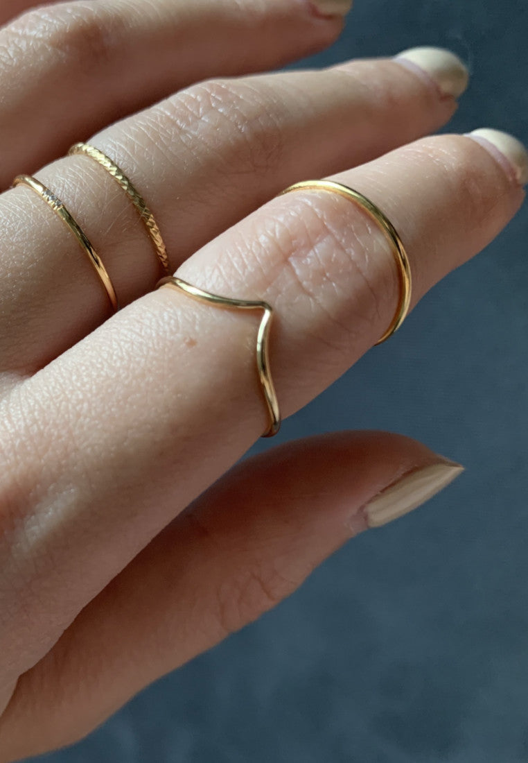 Dainty Gold Filled V Ring - Antonia Y. Jewelry