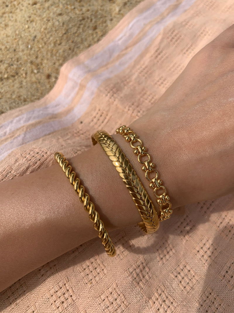 Gold Cuff Braided Bangle - Antonia Y. Jewelry