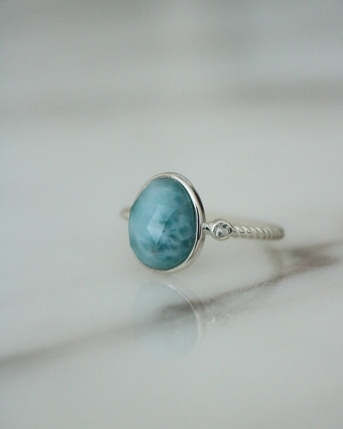 Larimar & White Topaz Ring - Antonia Y. Jewelry