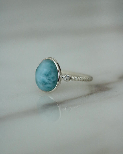 Larimar & White Topaz Ring - Antonia Y. Jewelry