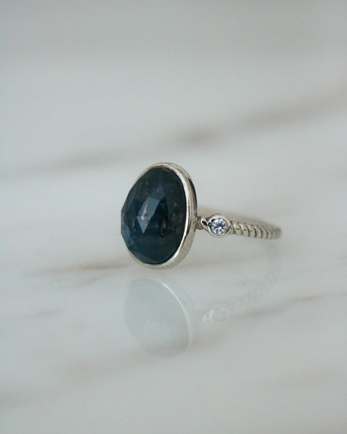 Moss Kyanite & White Topaz Ring - Antonia Y. Jewelry