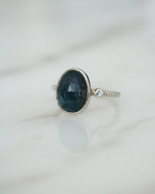 Moss Kyanite & White Topaz Ring - Antonia Y. Jewelry