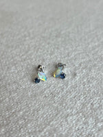Australian opal and sapphire studs, 14K solid gold, minimal earrings, one of a kind, gift for her, mothers day gift, valentines day gift - Antonia Y. Jewelry